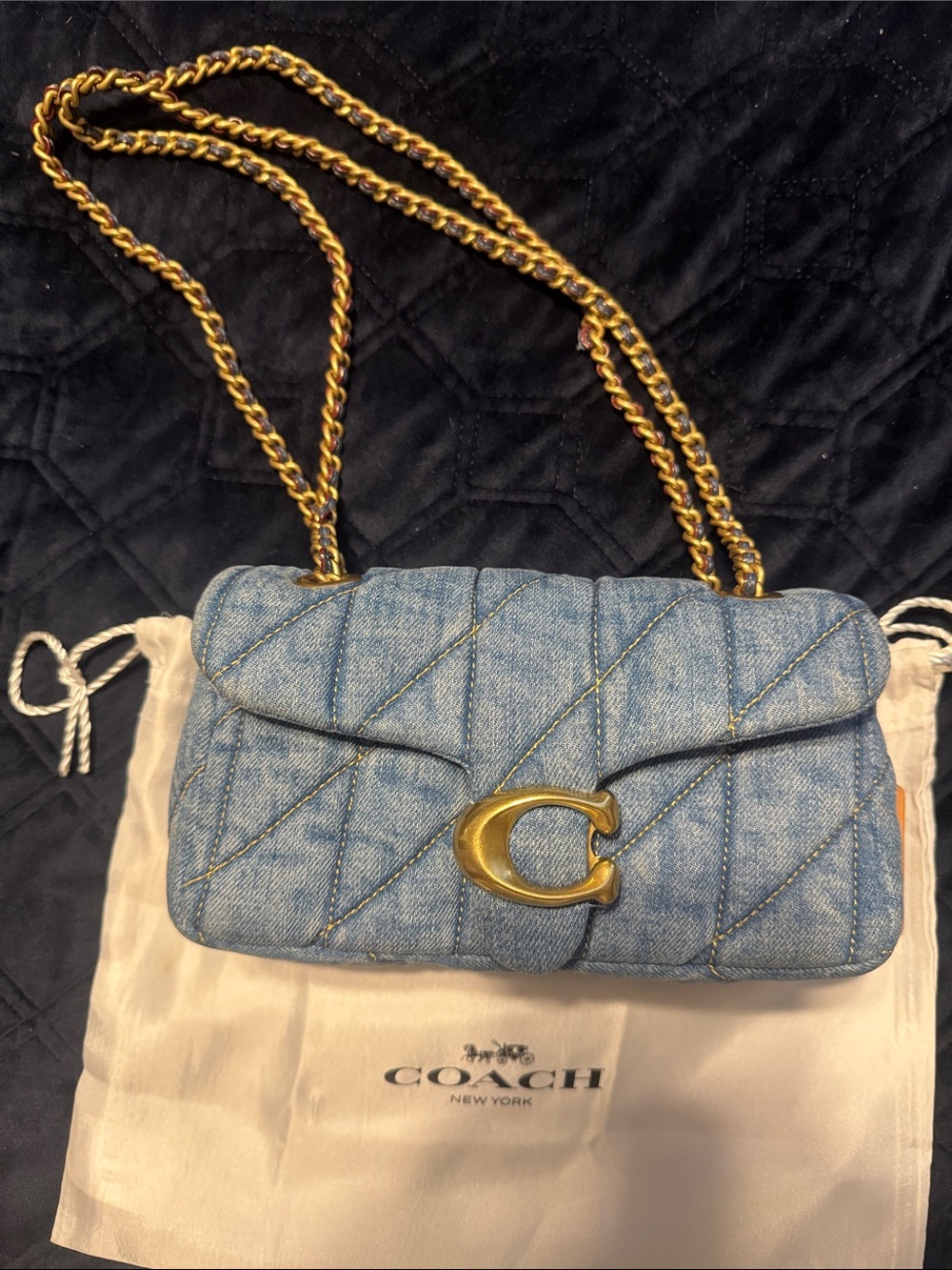 Coach Denim Tabby 20 NWT Quilted Shoulder Bag with Gold Chain